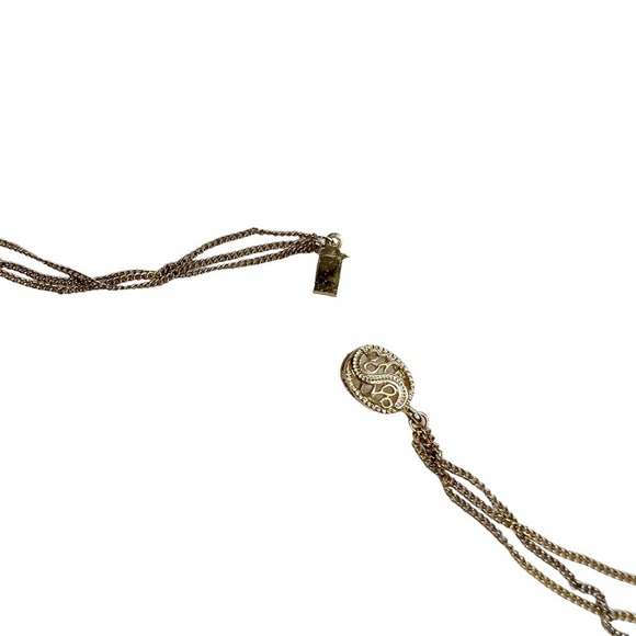 Gold Tone Multi Strand Gray Rhinestone Twisted Dangle Pendant Necklace - Picture 6 of 9